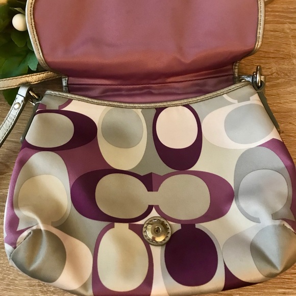 Purple & silver Coach Purse - Picture 3 of 5